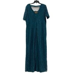 NWT Lace Maxi Dress Plus Size 28 Teal Green Short Sleeve Club L 374